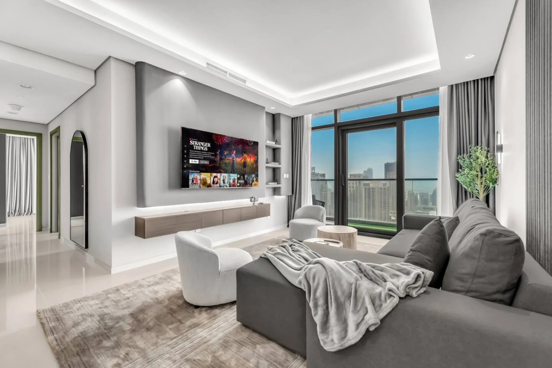 Bright modern living room in a Dubai residence