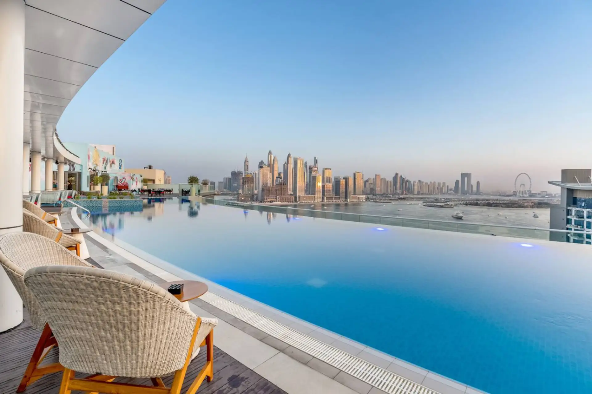 Rooftop infinity pool with Dubai Marina skyline
